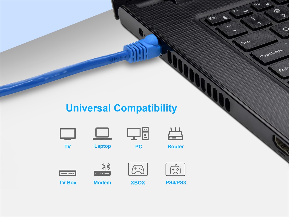 MONOPRICE Cable Ethernet, 6, 0.5 pies, RJ45, RJ45, Color Azul - Cables de  Conexión de Voz y Datos - 38F941