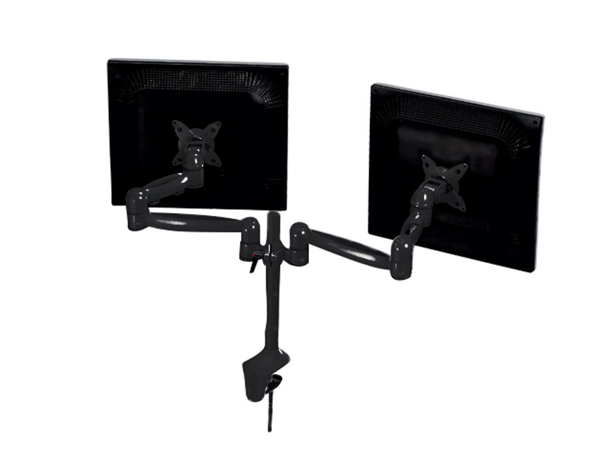 Monoprice Tilt/Swivel DUAL Monitor Desk Mount Bracket (max 17.5 lbs. per arm, 15~22in), Black - main image