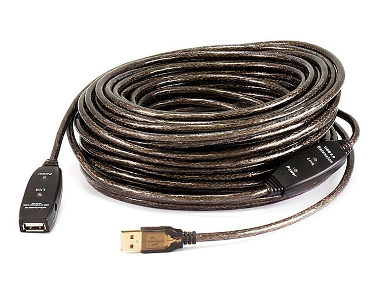 Monoprice USB Type-A to Type-A Female 2.0 Extension Cable - Active, 26/22AWG, Repeater, Kinect and PS3 Move Compatible, Black, 82ft - main image