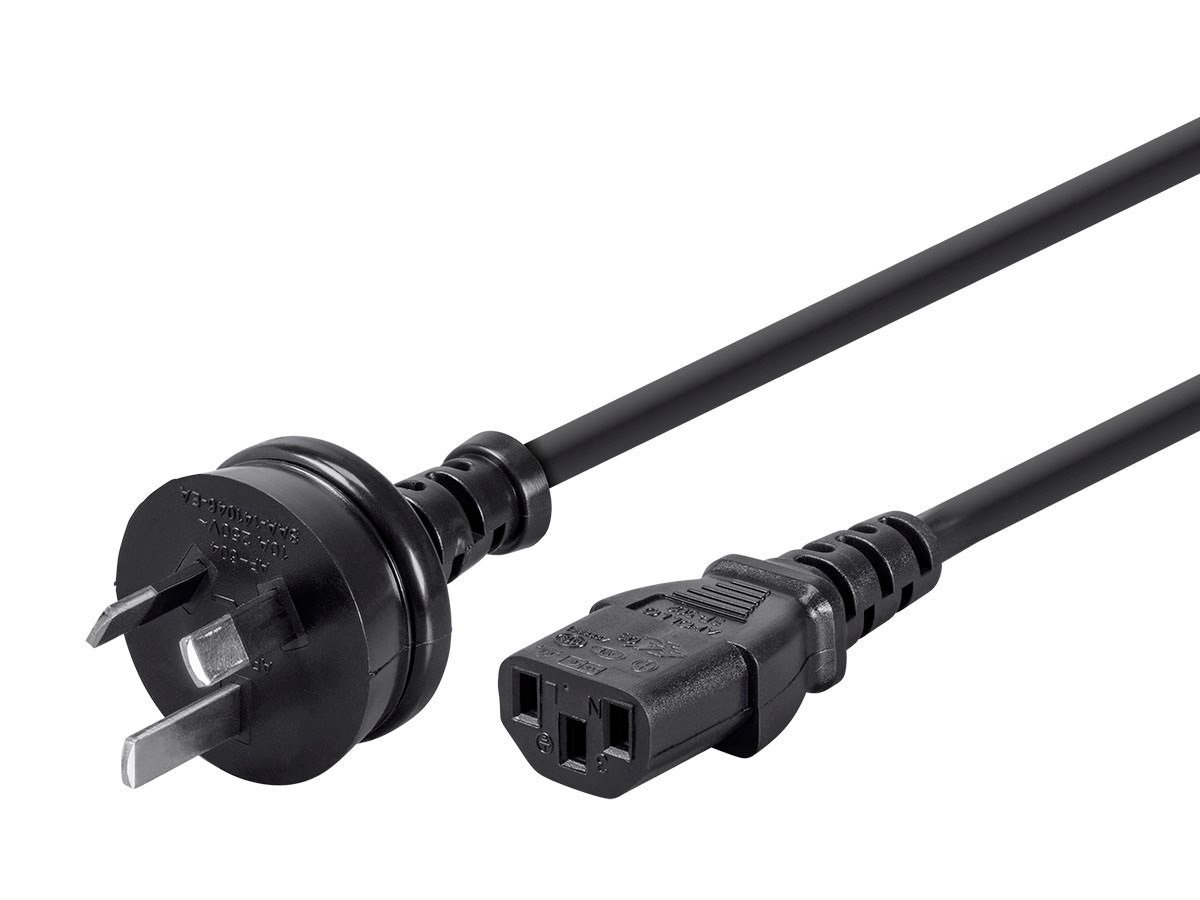 Monoprice Power Cord - AS/NZS 3112 (Australia/New Zealand) to IEC 60320 C13, 18 AWG, 5A/1250W, 250V, Black, 6ft - main image