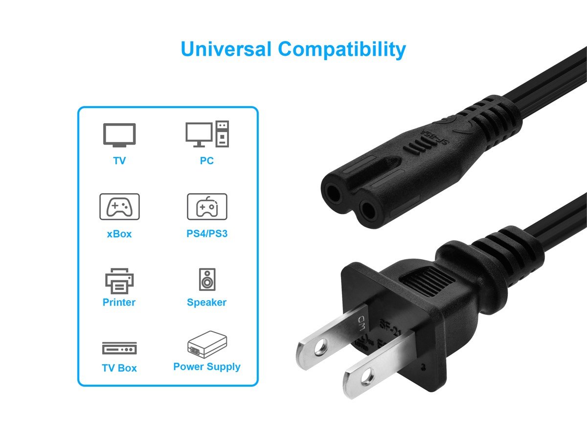 2-Prong Pin AC EU / US Cable Power Supply Cord Console Cord C7 Cable Line  High Quality Lead Wire Power Cord For Desktop Laptop