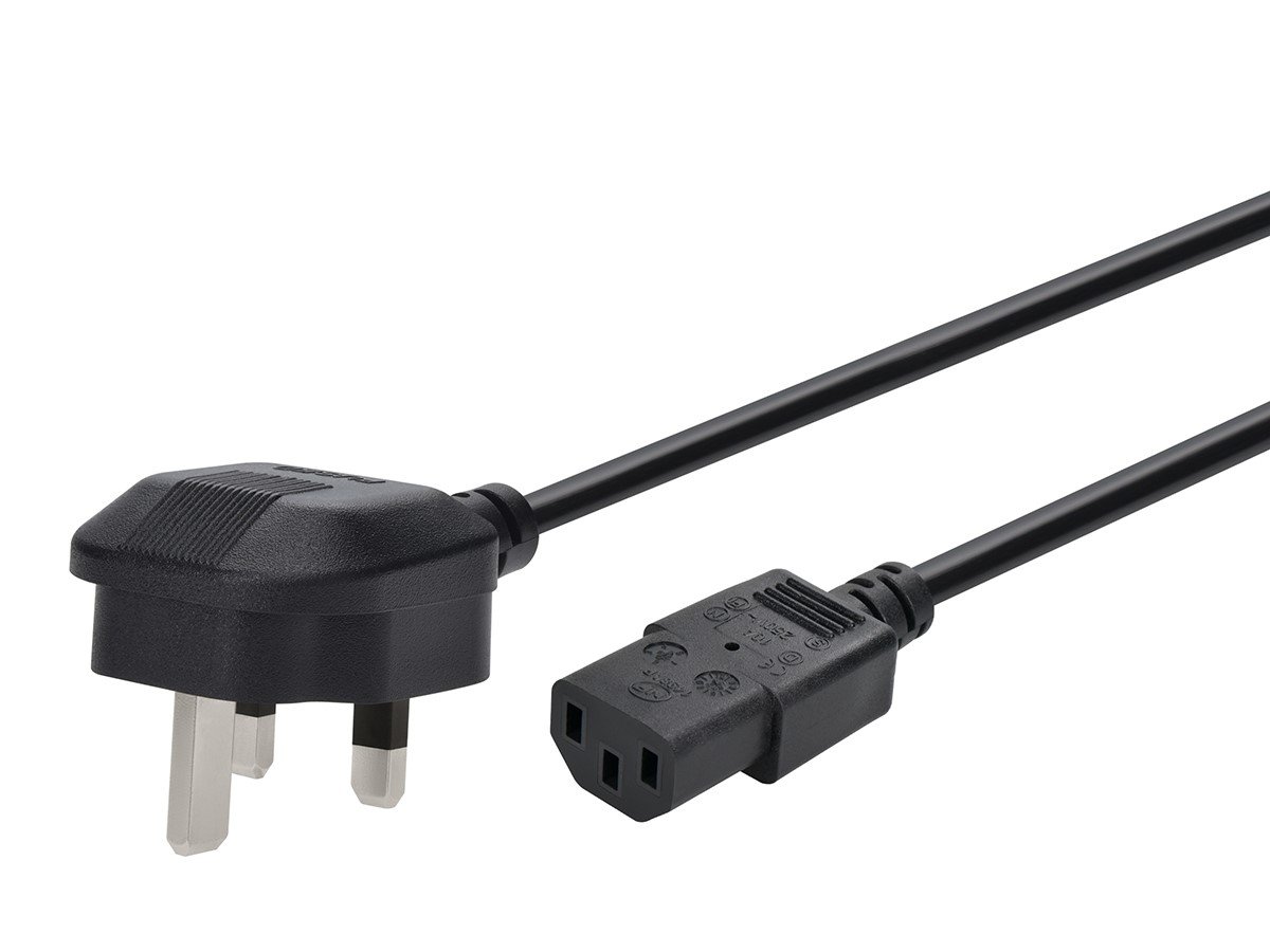 Monoprice Power Cord - BS 1363 (UK) to IEC 60320 C13, 18AWG, 10A, 250V, with 13A fuse, 3-Prong, Black, 6ft - main image