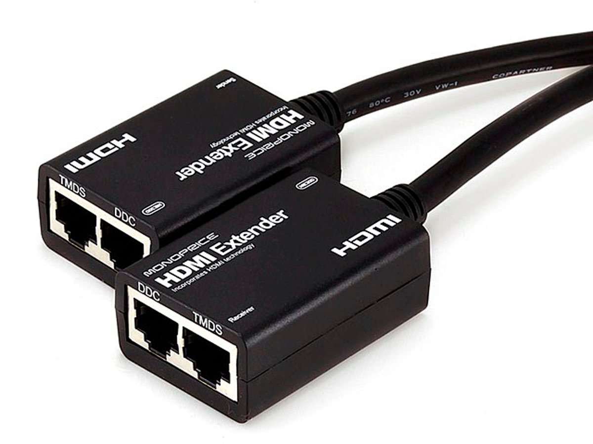 1080P HDMI to CAT5 Cat6 RJ45 Extender Balun Repeater Up to 100 Feet 30m DIS US