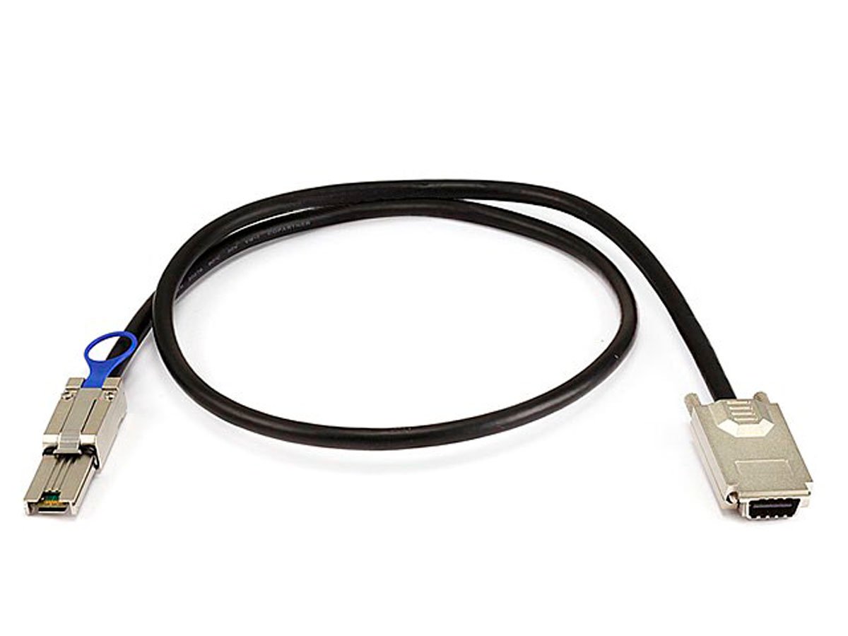 Monoprice 1m 28AWG External SAS 34pin (SFF-8470) Male w/ Thumbscrews to Mini SAS 26pin (SFF-8088) Male Cable - Black - main image