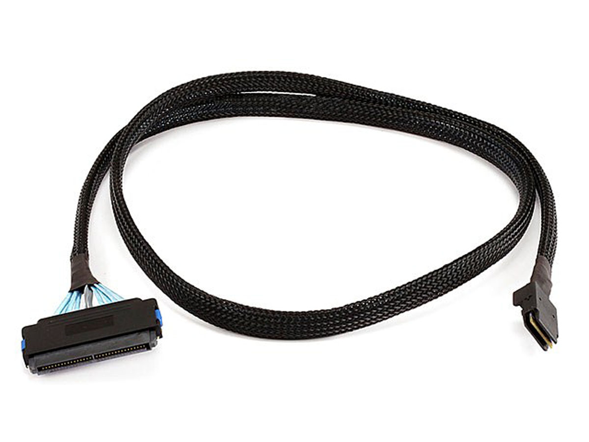 Monoprice 1m 30AWG Internal Mini SAS 36pin (SFF-8087) Male to SAS 32pin (SFF-8484) Female Cable, Black - main image