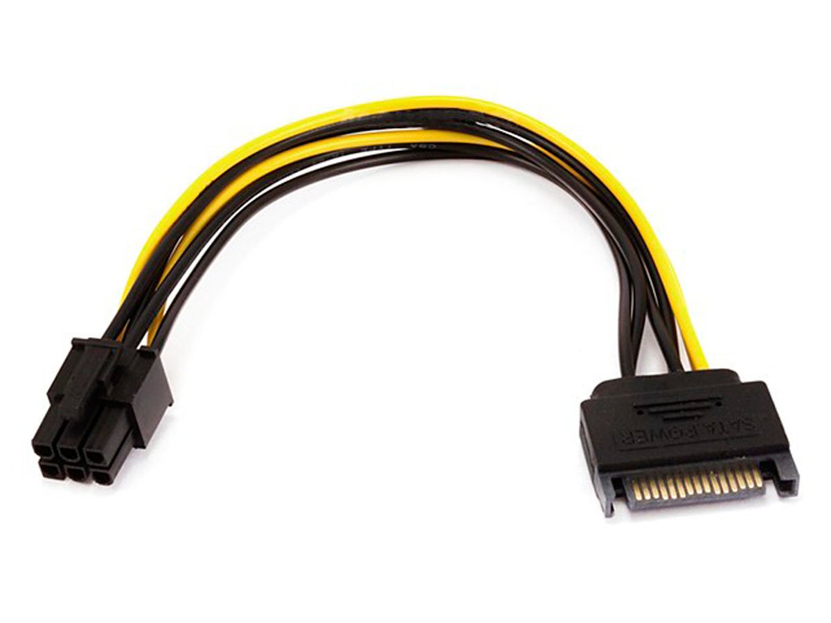 Monoprice 8in SATA 15pin to 6pin PCI Express Card Power Cable