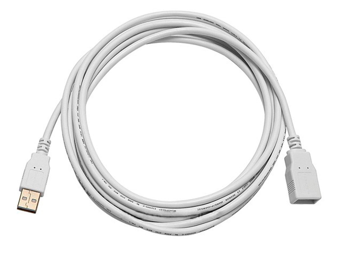 Monoprice USB Type-A to USB Type-A Female 2.0 Extension Cable - 28/24AWG, Gold Plated, White, 10ft - main image