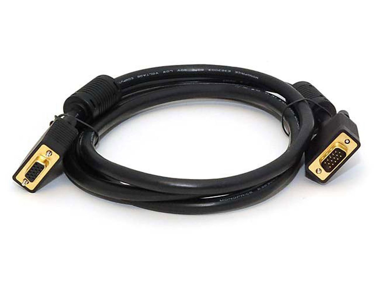 Photos - Cable (video, audio, USB) Monoprice Super VGA  Monitor Extension Cable, 6ft Black (SVGA)