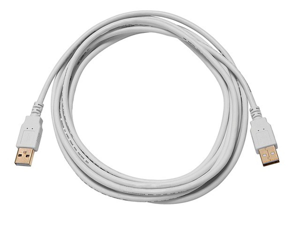 Monoprice USB-A To USB-A 2.0 Cable - 28/24AWG, Gold Plated, White, 10ft
