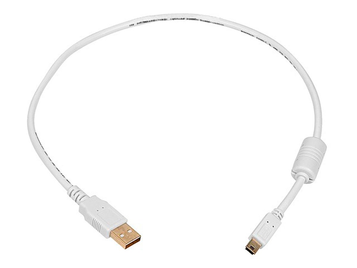 Monoprice USB-A to Mini-B 2.0 Cable - 5-Pin 28/24AWG Gold Plated White 1.5ft