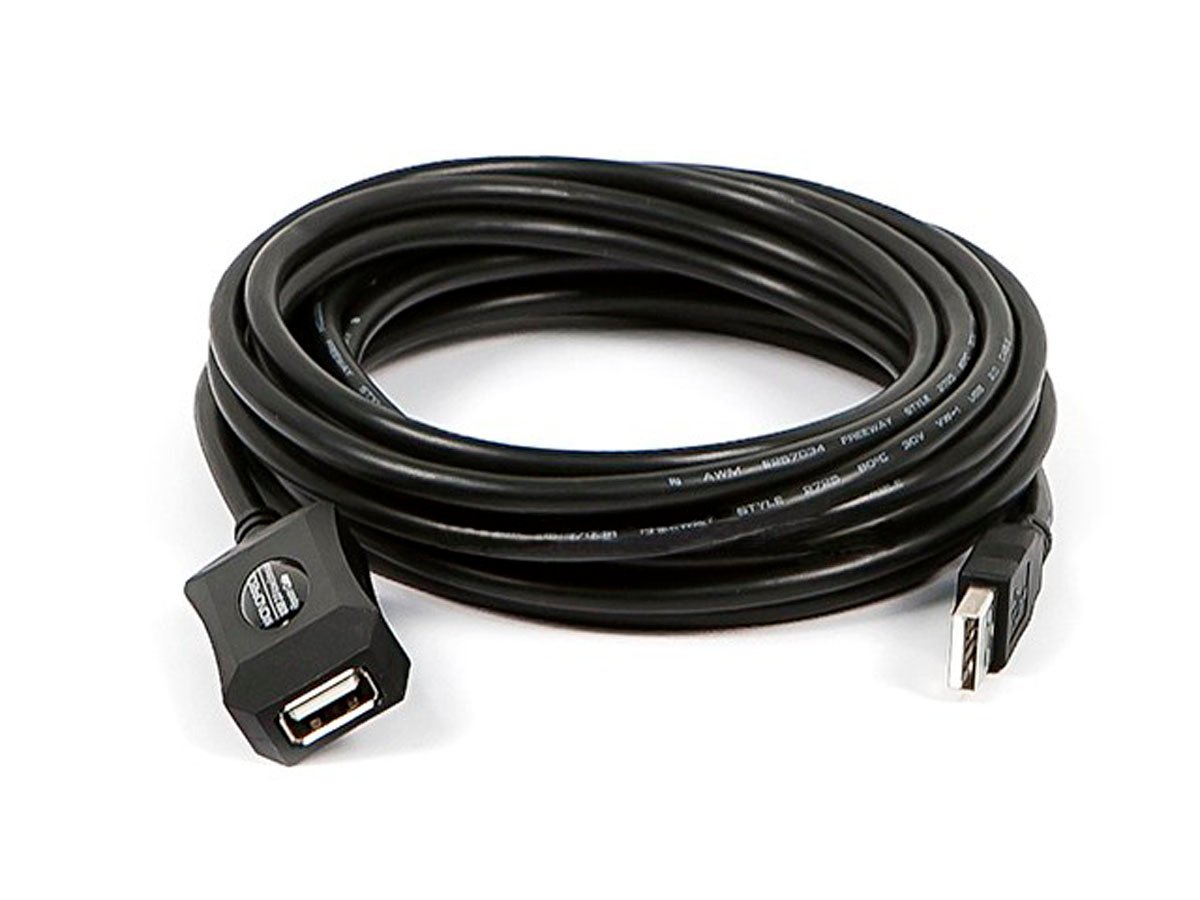 Monoprice USB Type-A Male to Type-A Female 2.0 Extension Cable - Active, 20/28AWG, Repeater, Kinect & PS3 Move Compatible, Black, 16ft - main image