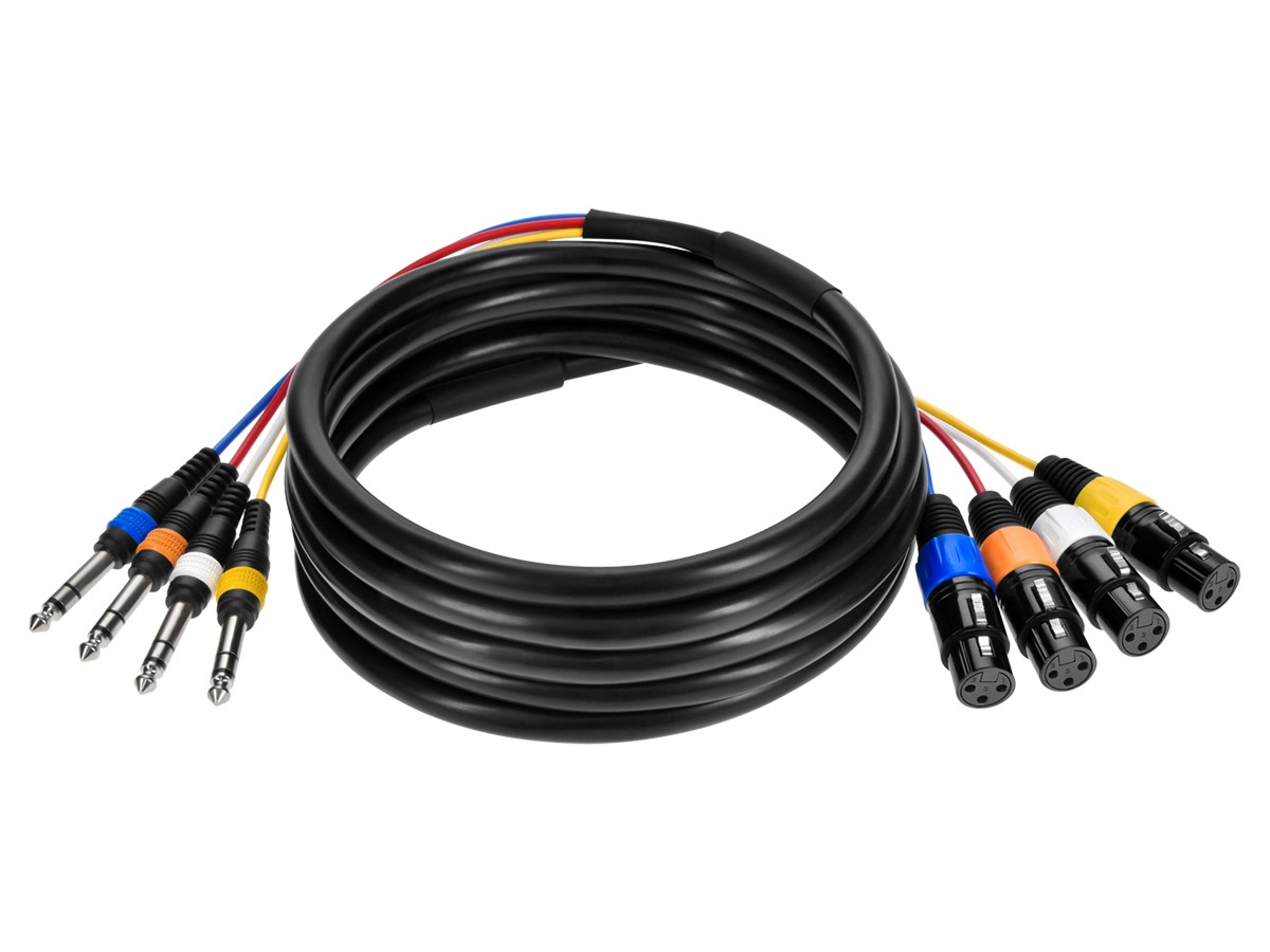 Monoprice 20' 4 Channel XLR Male to Female Snake Cable Black Assorted  108767 