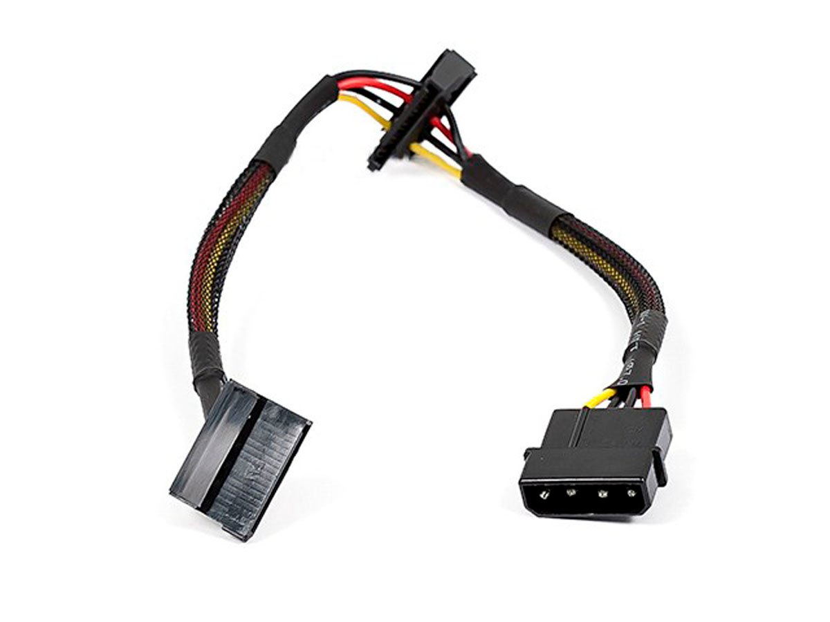 Monoprice 12in 4pin MOLEX Male to 2x 15pin SATA II Female Power Cable (Net Jacket) - main image