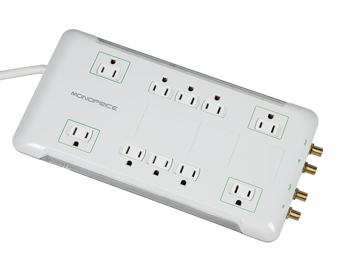 Monoprice 10 Outlet Power Surge Protector with Sliding Safety Covers - 2880 Joules - main image