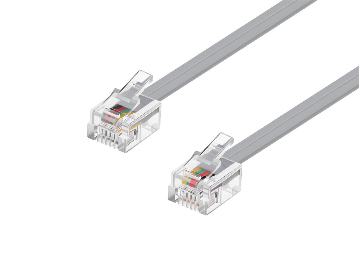 6 Inches, Gray 6 Inch Short Telephone Cable RJ11 Male to Male 6P4C Phone Line Cord 3 Pack