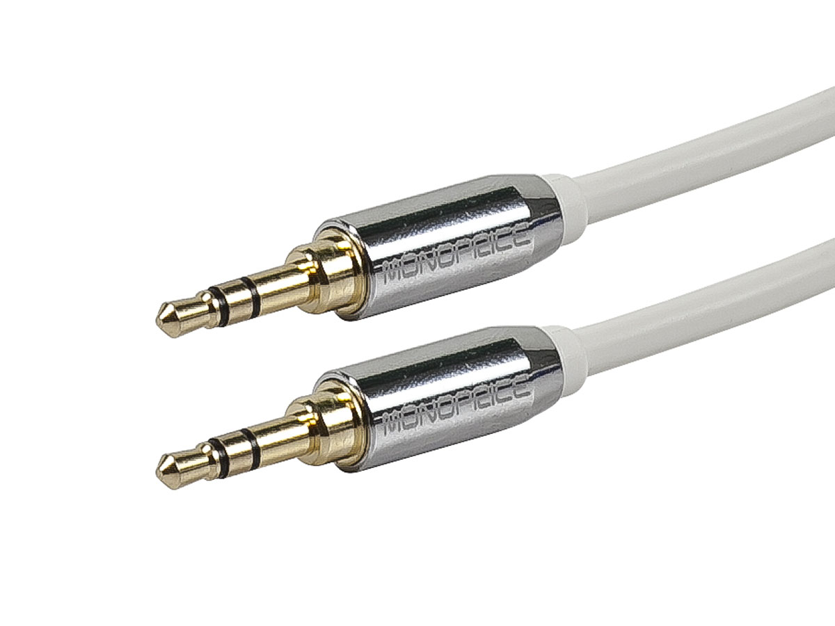 Monoprice 6ft Designed for Mobile 3.5mm Stereo Male to 3.5mm Stereo Male (Gold Plated) - White - main image