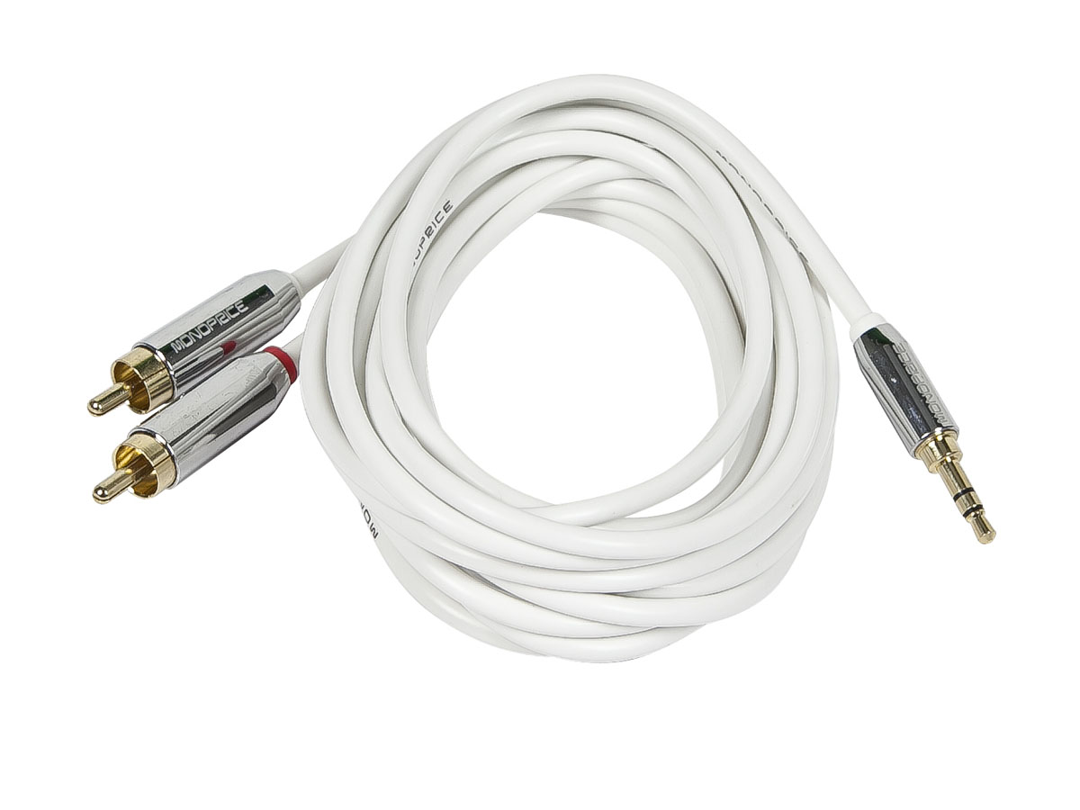 Monoprice 6ft Designed for Mobile 3.5mm Stereo Male to RCA Stereo Male (Gold Plated) - White - main image