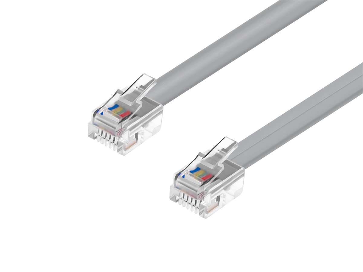 2 Feet RJ12 6P6C Data Cable 2 Pack Black - Straight Wiring Male to Male 24 Modular Data Cord 