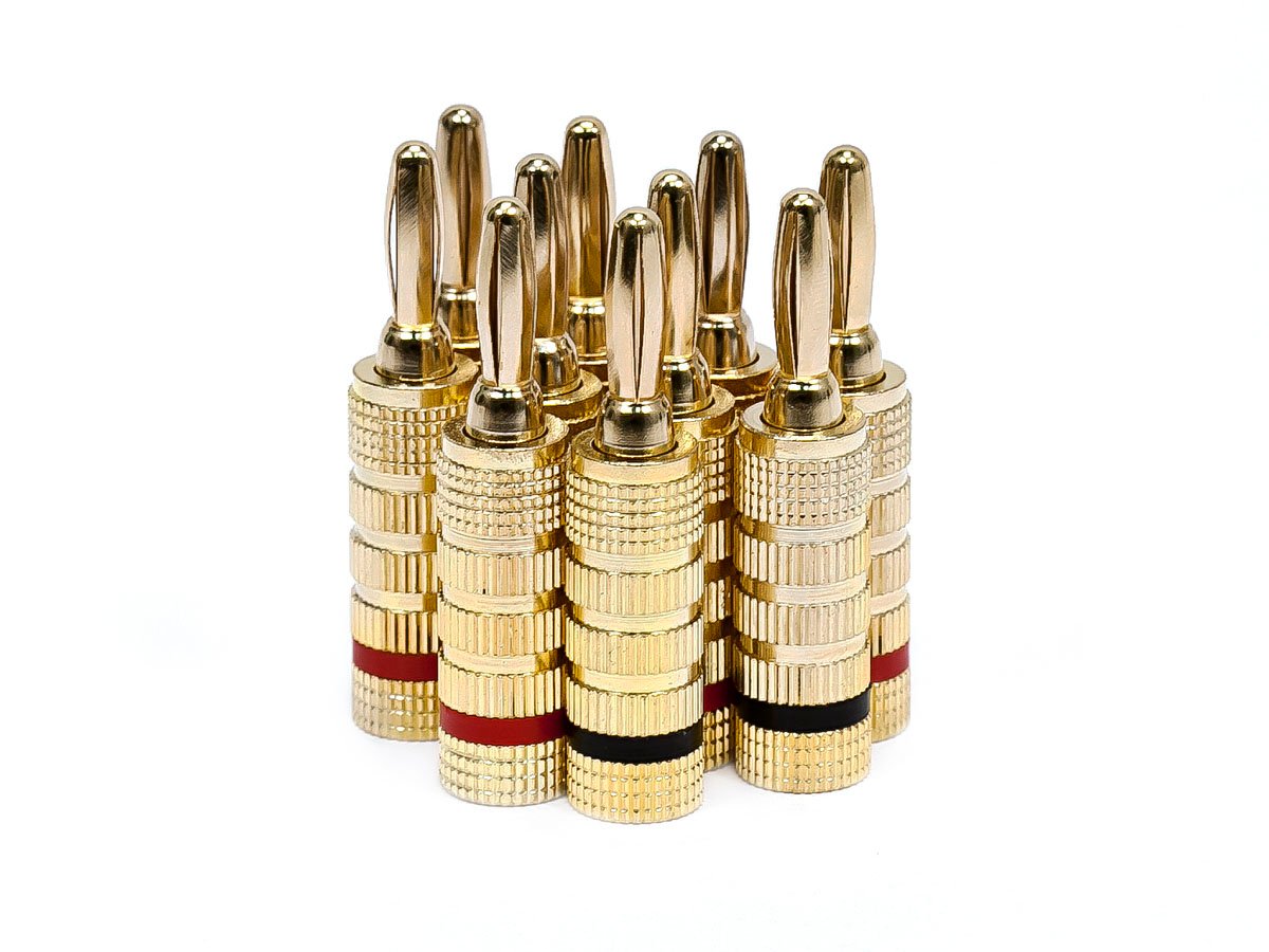Monoprice 5 PAIRS Of High-Quality Gold Plated Speaker Banana Plugs, Closed Screw Type - main image