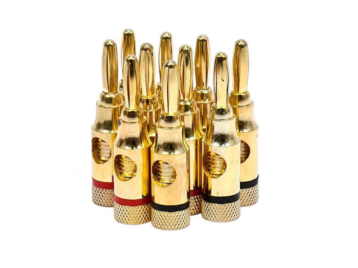 Monoprice 5 PAIRS OF High-Quality Gold Plated Speaker Banana Plugs, Open Screw Type - main image
