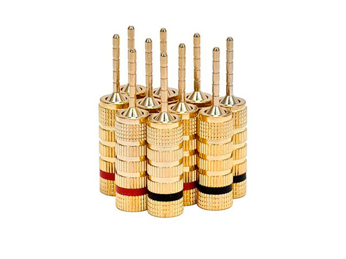 Monoprice 5 PAIRS OF High-Quality Gold Plated Speaker Pin Plugs, Pin Screw Type - main image