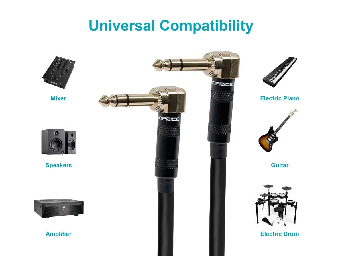 Monoprice 10ft Premier Series 1/4-inch (TRS) Right Angle Male to
