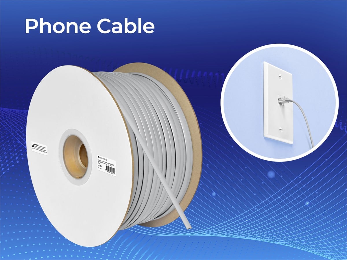Monoprice RJ45 8 Conductor Modular Bulk Cable, 28AWG, Stranded