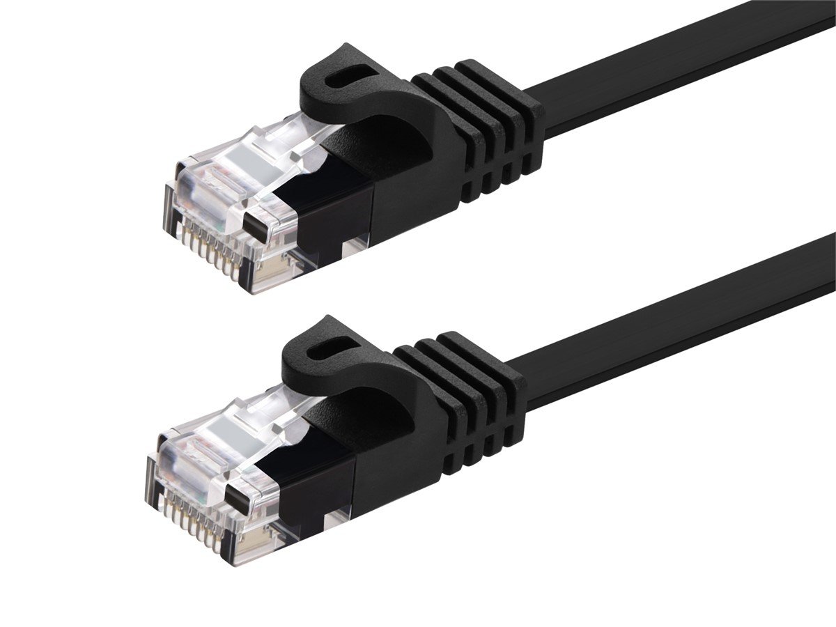 Photos - Ethernet Cable Monoprice Cat5e 6in Black Flat Patch Cable, UTP, 30AWG, 350MHz, 