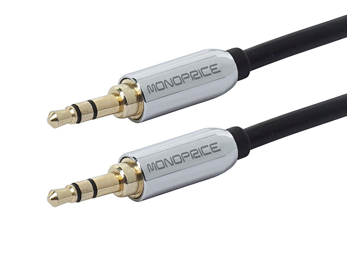 Monoprice 3ft Designed for Mobile 3.5mm Stereo Male to 3.5mm Stereo Male (Gold Plated) - Black - main image