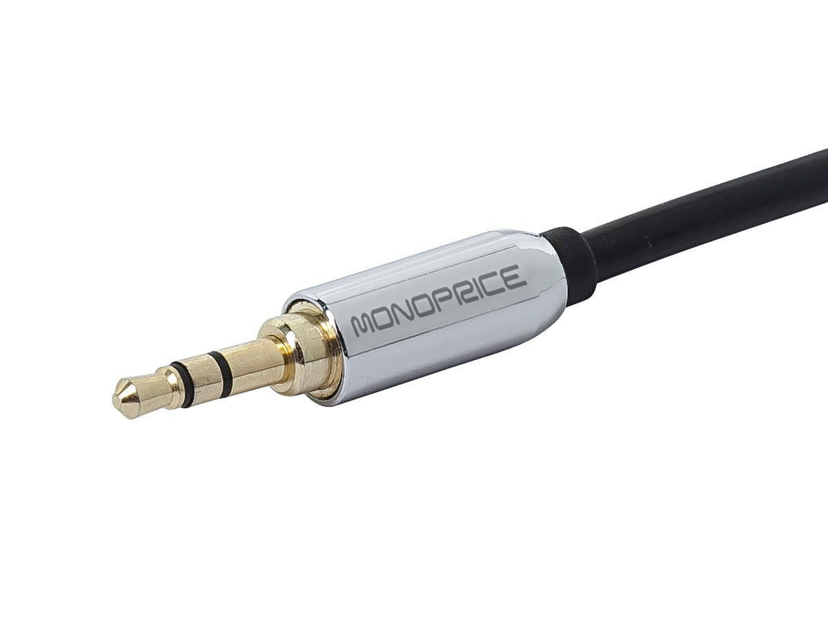 Monoprice 3ft Designed for Mobile 3.5mm Stereo Male to RCA Stereo Male (Gold Plated) - Black - main image