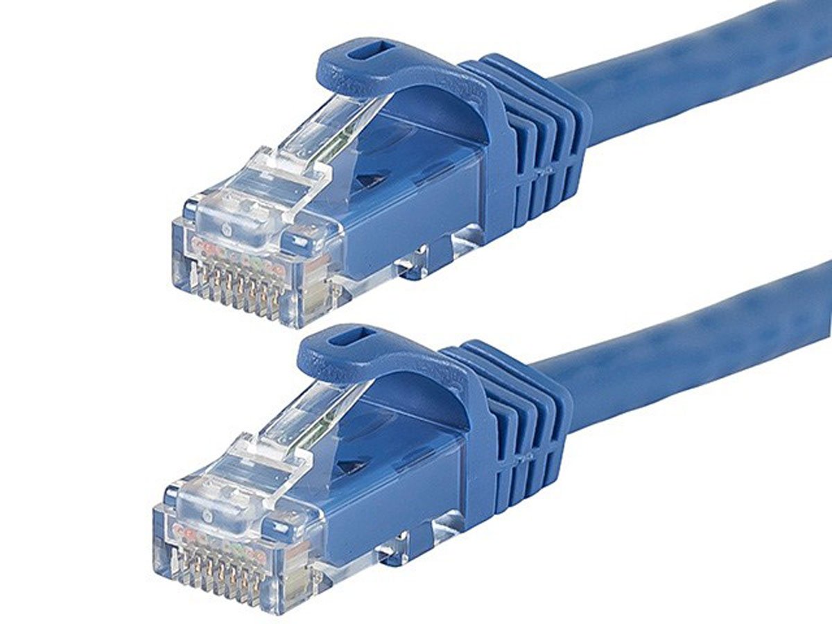 Monoprice Cat6 6in Blue Patch Cable, UTP, 24AWG, 550MHz, Pure Bare Copper, Snagless RJ45, Flexboot Series Ethernet Cable - main image