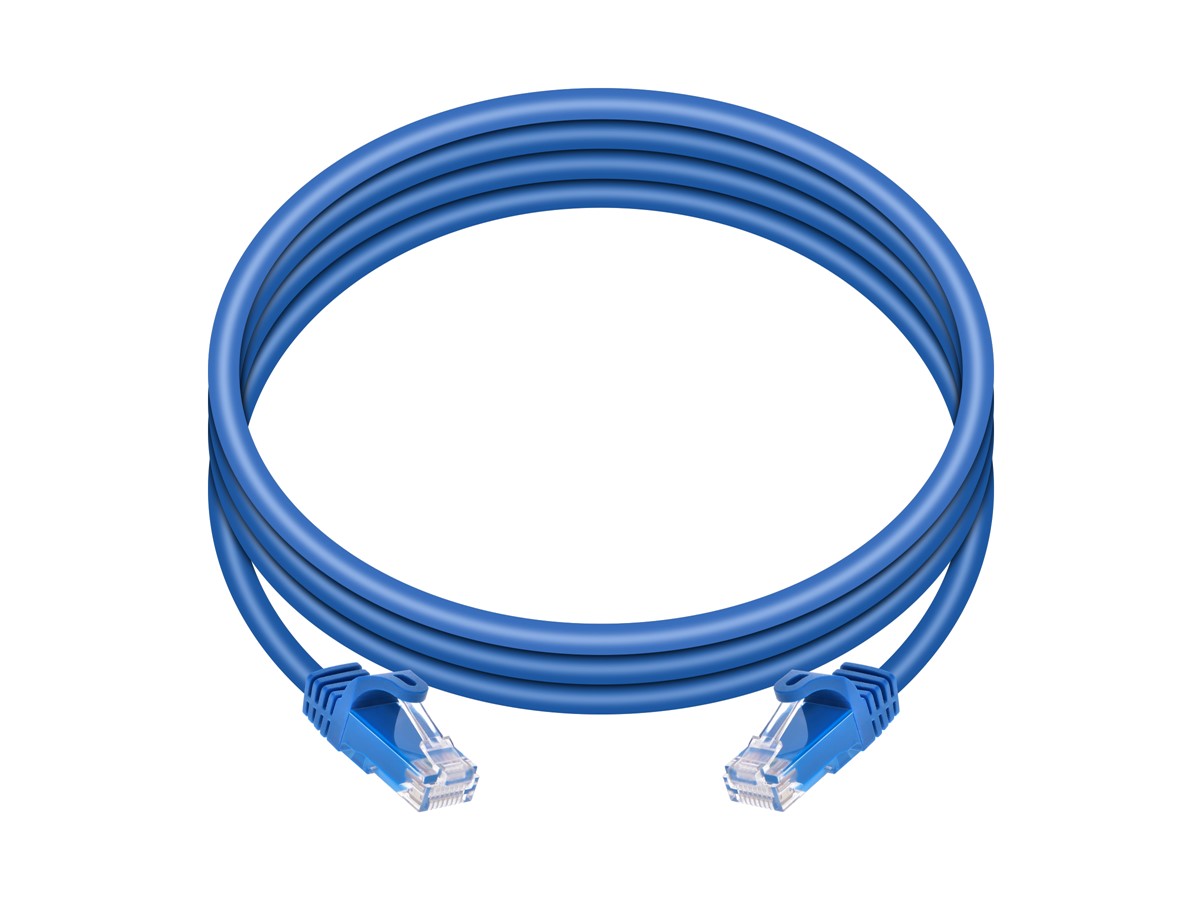 Monoprice Flexboot Cat5e Ethernet Patch Cable - Network Internet Cord Rj45 Stranded 350mhz Utp Pure Bare Copper Wire 24awg 10ft Blue