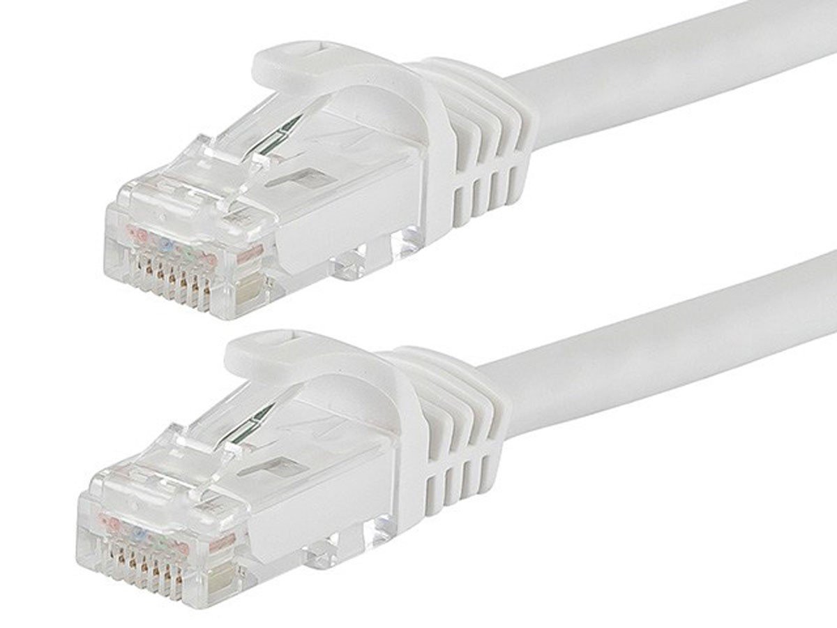 Monoprice Cat6 1ft White Patch Cable, UTP, 24AWG, 550MHz, Pure Bare Copper, Snagless RJ45, Flexboot Series Ethernet Cable - main image