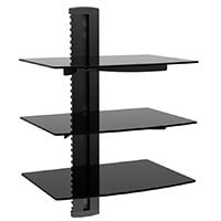 Monoprice 3 Tier Electronic Component Glass Shelf Wall Mount Bracket with Cable Management System