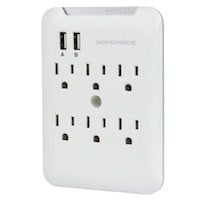Monoprice 6 Outlet Power Surge Protector Wall Tap with 2 USB Ports 2.4A - 540 Joules
