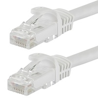 Monoprice FLEXboot Cat5e Ethernet Patch Cable - Snagless RJ45, Stranded, 350MHz, UTP, Pure Bare Copper Wire, 24AWG, 0.5ft, White