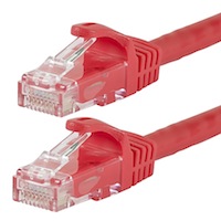 Monoprice Cat5e 30ft Red Patch Cable, UTP, 24AWG, 350MHz, Pure Bare Copper, Snagless RJ45, Flexboot Series Ethernet Cable