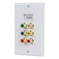 Monoprice Recessed HDMI Wall Plate, with 1* HDMI F/F Adapter & 6 RCA Connector, Gold Plated White