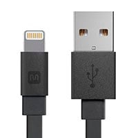 Monoprice Cabernet Series Apple MFi Certified Flat Lightning to USB Charge and Sync Cable, 3ft Black
