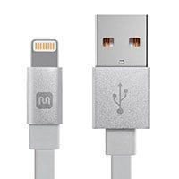 Monoprice Cabernet Series Apple MFi Certified Flat Lightning to USB Charge and Sync Cable, 3ft White