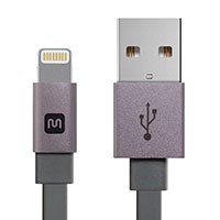 Monoprice Cabernet Series Apple MFi Certified Flat Lightning to USB Charge and Sync Cable, 6in Gray