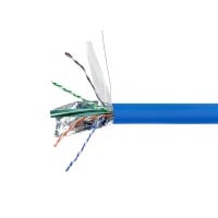 Monoprice Cat6A 1000ft Blue CMR UL Bulk Cable, TAA, Shielded (F/UTP), Solid, 23AWG, 550MHz, 10G, Pure Bare Copper, Spool in Box, Bulk Ethernet Cable