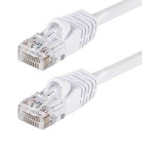 Monoprice Cat5e 7ft White Patch Cable, UTP, 24AWG, 350MHz, Pure Bare Copper, Snagless RJ45, Fullboot Series Ethernet Cable
