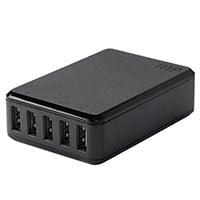 Monoprice Obsidian Plus USB Desktop Charger, 5-Port, 8A Output for iPhone, Android, and Galaxy Devices