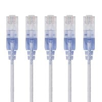 Monoprice SlimRun Cat6A Ethernet Patch Cable - Snagless RJ45, UTP, Pure Bare Copper Wire, 10G, 30AWG, 7ft, White, 5-Pack