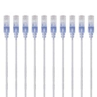 Monoprice Cat6A 1ft White 10-Pk Patch Cable, UTP, 30AWG, 10G, Pure Bare Copper, Snagless RJ45, SlimRun Series Ethernet Cable
