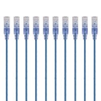 Monoprice SlimRun Cat6A Ethernet Patch Cable - Snagless RJ45, UTP, Pure Bare Copper Wire, 10G, 30AWG, 3ft, Blue, 10-Pack