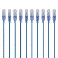Monoprice Cat6A 10ft Blue 10-Pk Patch Cable, UTP, 30AWG, 10G, Pure Bare Copper, Snagless RJ45, SlimRun Series Ethernet Cable