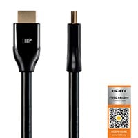 Monoprice 4K Certified Premium High Speed HDMI Cable 15ft - 18Gbps Black