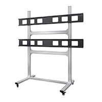 Monoprice Commercial Series 2x2 Video Wall Mount Bracket System Rolling Display Cart with Micro Adjustment Arms For LED TVs 32in to 55in, Max Weight 100lbs, VESA Patterns Up to 600x400